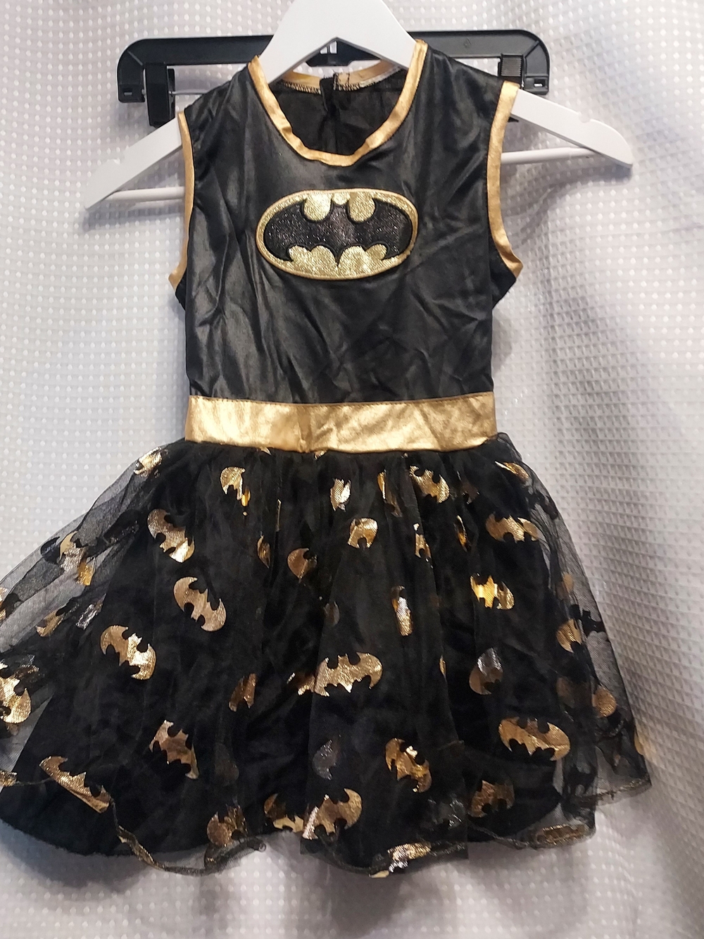 Girls Black and Gold Superhero Bat Dress Costume